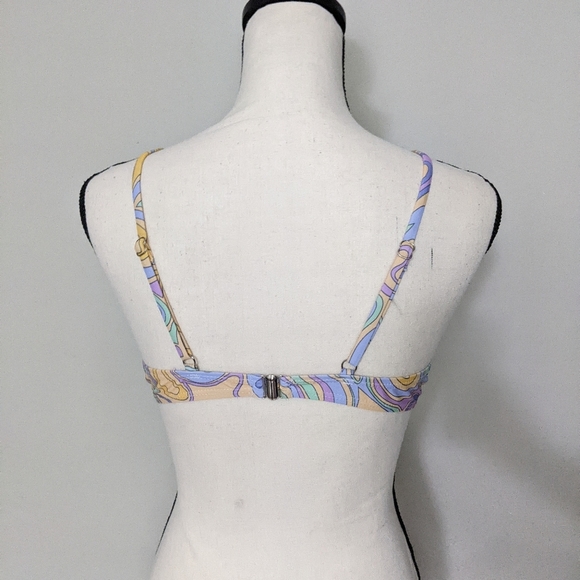 Abstract pattern purple green and yellow push up bikini top size L - Picture 4 of 10